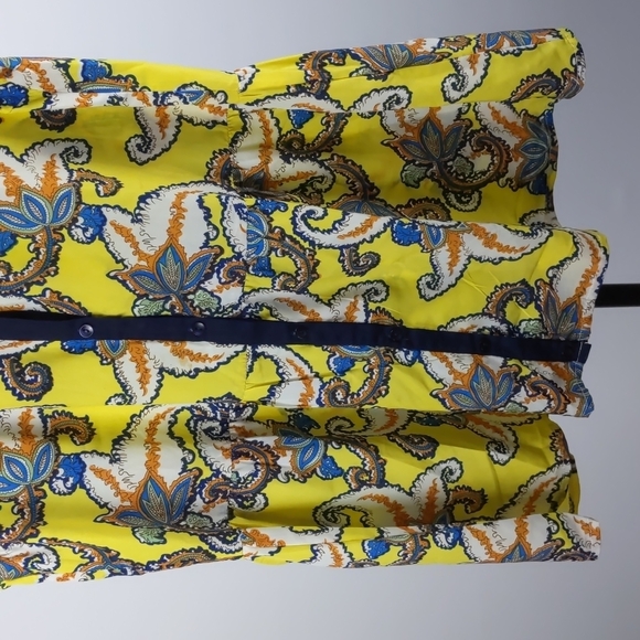 SES Sleeveless Tunic Button-up Paisley Yellow Size 14 - Picture 4 of 10